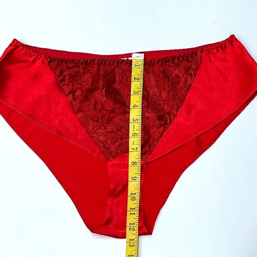 Vintage Victoria’s Secret Gold Label Red Satin Lace Cami Panty Set Small Y2K - Picture 9 of 12